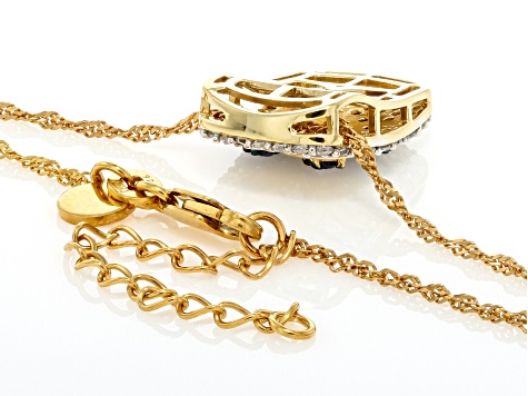 Blue And White Cubic Zirconia 18k Yellow Gold Over Sterling Silver Dragonfly Pendant 1.17ctw