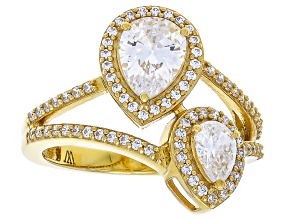 White Cubic Zirconia 18k Yellow Gold Over Sterling Silver Ring 4.65ctw