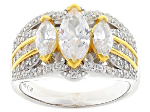 White Cubic Zirconia Rhodium And 18k Yellow Gold Over Sterling Silver Ring 3.81ctw