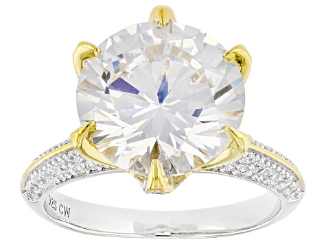 White Cubic Zirconia Rhodium And 18k Yellow Gold Over Sterling Silver Ring 10.55ctw