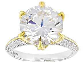 White Cubic Zirconia Rhodium And 18k Yellow Gold Over Sterling Silver Ring 10.55ctw