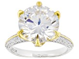 White Cubic Zirconia Rhodium And 18k Yellow Gold Over Sterling Silver Ring 10.55ctw
