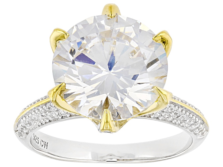 White Cubic Zirconia Rhodium And 18k Yellow Gold Over Sterling Silver Ring 10.55ctw