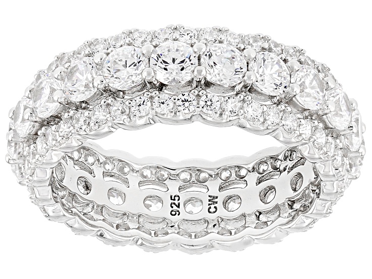 White Cubic Zirconia Rhodium Over Sterling Silver Ring 4.62ctw