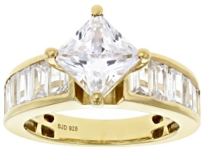 White Cubic Zirconia 18k Yellow Gold Over Sterling Silver Ring 4.95ctw