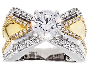 White Cubic Zirconia Rhodium And 18k Yellow Gold Over Silver Ring 4.74ctw