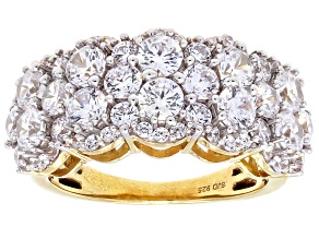 White Cubic Zirconia 18k Yellow Gold Over Sterling Silver Ring 4.47ctw