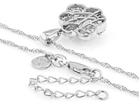 White Cubic Zirconia Rhodium Over Silver 