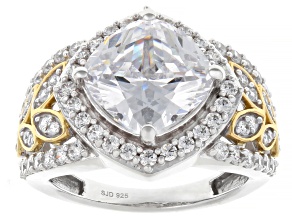 White Cubic Zirconia Rhodium And 18k Yellow Gold Over Silver Ring 8.91ctw