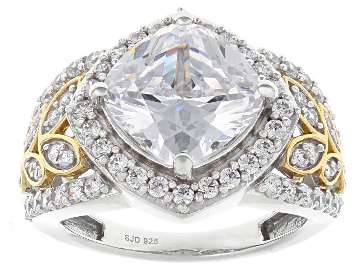 White Cubic Zirconia Rhodium And 18k Yellow Gold Over Silver Ring 8.91ctw
