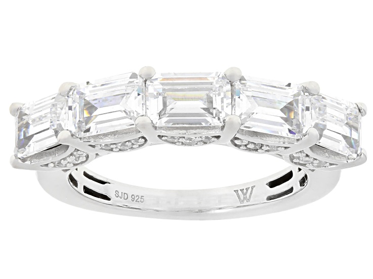 White Cubic Zirconia Rhodium Over Sterling Silver Ring 4.11ctw