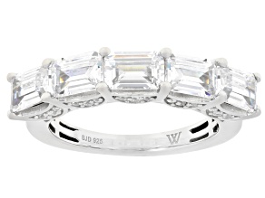 White Cubic Zirconia Rhodium Over Sterling Silver Ring 4.11ctw