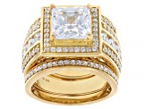 White Cubic Zirconia 18k Yellow Gold Over Sterling Silver Scintillant Cut® Ring Set 6.06ctw