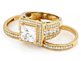 White Cubic Zirconia 18k Yellow Gold Over Sterling Silver Scintillant Cut® Ring Set 6.06ctw