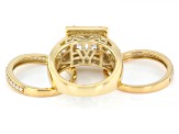 White Cubic Zirconia 18k Yellow Gold Over Sterling Silver Scintillant Cut® Ring Set 6.06ctw