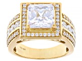 White Cubic Zirconia 18k Yellow Gold Over Sterling Silver Scintillant Cut® Ring Set 6.06ctw