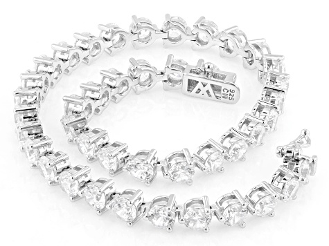 White Cubic Zirconia Rhodium Over Silver Martini Tennis Bracelet 14.00ctw