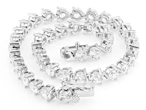 White Cubic Zirconia Rhodium Over Silver Martini Tennis Bracelet 14.00ctw