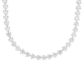 White Cubic Zirconia Rhodium Over Silver Martini Tennis Necklace 34.00ctw
