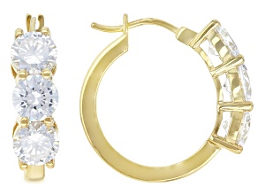 White Cubic Zirconia 18k Yellow Gold Over Sterling Silver Hoops 9.00ctw