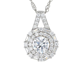 White Cubic Zirconia Rhodium Over Sterling Silver Pendant 2.64ctw