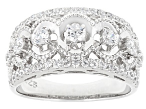White Cubic Zirconia Rhodium Over Sterling Silver Ring 1.17ctw