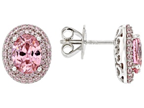 Pink Cubic Zirconia Rhodium Over Sterling Silver Earrings 5.60ctw