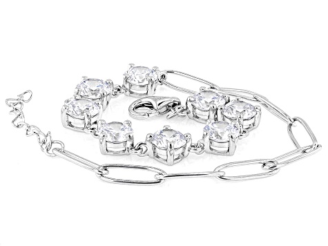 White Cubic Zirconia Rhodium Over Sterling Silver Bracelet 9.60ctw