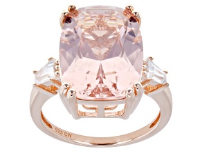 Pink Nanocrystal and White Cubic Zirconia 18k Rose Gold Over Sterling Silver Ring 9.95ctw