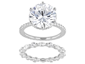 White Cubic Zirconia Rhodium Over Sterling Silver Ring Set 11.55ctw