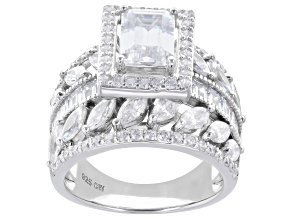 White Cubic Zirconia Rhodium Over Sterling Silver Anniversary Ring 8.58ctw