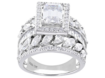 Picture of White Cubic Zirconia Rhodium Over Sterling Silver Anniversary Ring 8.58ctw