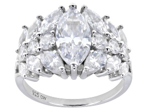 White Cubic Zirconia Rhodium Over Sterling Silver Ring 4.80ctw