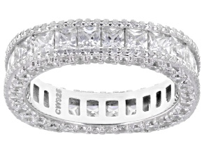 White Cubic Zirconia Rhodium Over Silver Euro Shank Band Ring 7.50ctw
