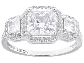 White Cubic Zirconia Rhodium Over Sterling Silver Ring 4.27ctw