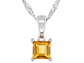 Golden Citrine Rhodium Over Silver Children's Birthstone Pendant With Chain .21ct