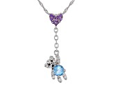 Swiss Blue Topaz Rhodium Over Sterling Silver Childrens Pendant with Chain .52ctw
