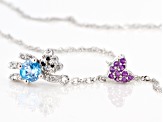 Swiss Blue Topaz Rhodium Over Sterling Silver Childrens Pendant with Chain .52ctw