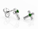 Green Chrome Diopside Rhodium Over Sterling Silver Childrens Stud Earrings .05ctw