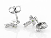 Green Chrome Diopside Rhodium Over Sterling Silver Childrens Stud Earrings .05ctw