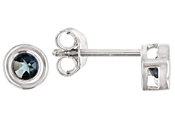 Picture of London Blue Topaz Rhodium Over 10k White Gold Childrens Stud Earrings .22ctw