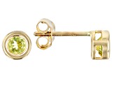 Green Manchurian Peridot(TM) 10k Yellow Gold Stud Earrings .22ctw