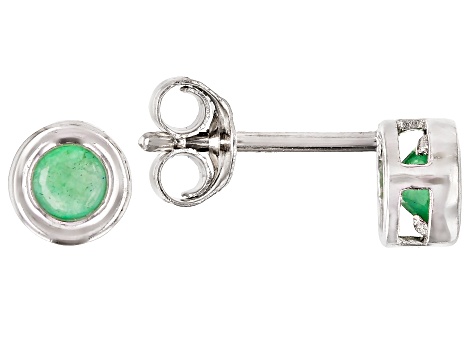 Green Sakota Emerald Rhodium Over 10k White Gold Stud Earrings .20ctw