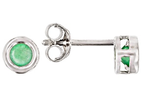 Green Sakota Emerald Rhodium Over 10k White Gold Childrens Stud Earrings .20ctw