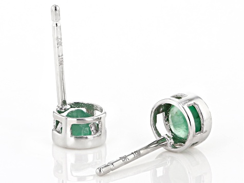 Green Sakota Emerald Rhodium Over 10k White Gold Stud Earrings .20ctw
