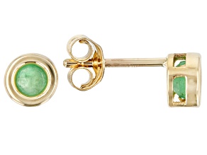 Green Sakota Emerald 10k Yellow Gold Stud Earrings .20ctw
