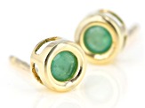 Green Sakota Emerald 10k Yellow Gold Childrens Stud Earrings .20ctw