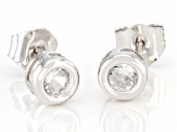 White Zircon Rhodium Over 10k White Gold Childrens Stud Earrings .22ctw