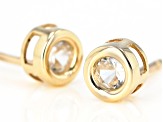 White Zircon 10k Yellow Gold Childrens Stud Earrings .22ctw