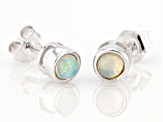Ethiopian Opal Rhodium Over 10k White Gold Childrens Stud Earrings